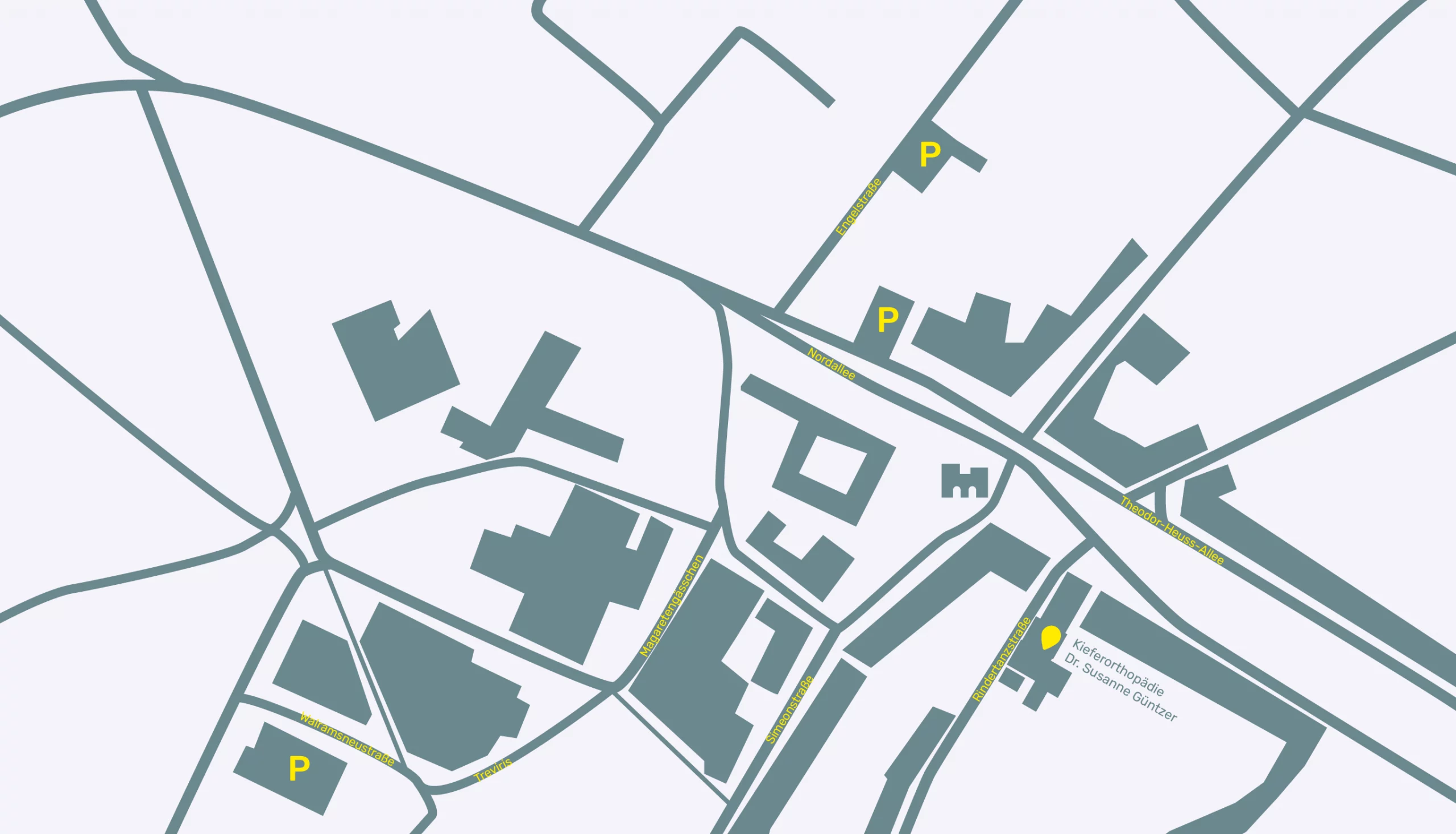 Standortkarte der Praxis für Kieferorthopädie Dr. Susanne Güntzer in Trier